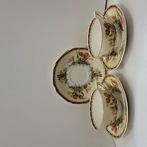 Crown Ducal Tulip Pattern Tea/Coffee Cup And Saucer Set.